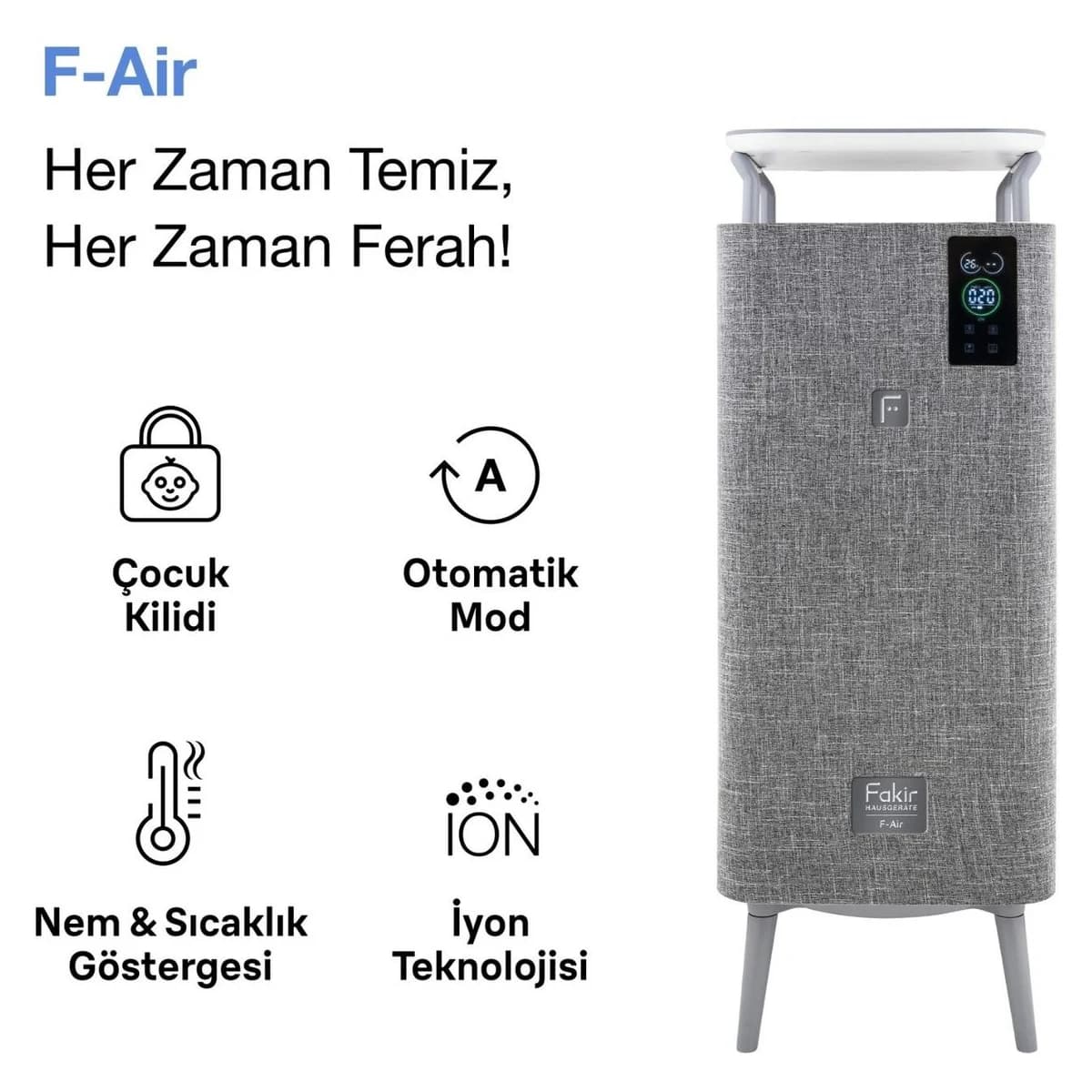 Fakir F Air Hava Temizleyici Gri görsel 2