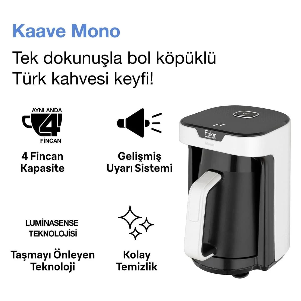 Fakir Kahve Mono Türk Kahvesi Makinesi Beyaz görsel 2