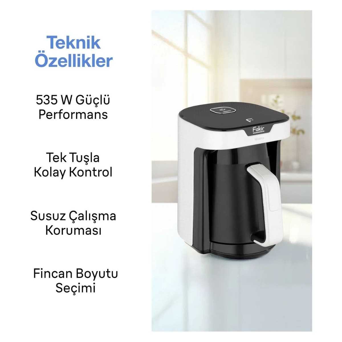 Fakir Kahve Mono Türk Kahvesi Makinesi Beyaz görsel 3