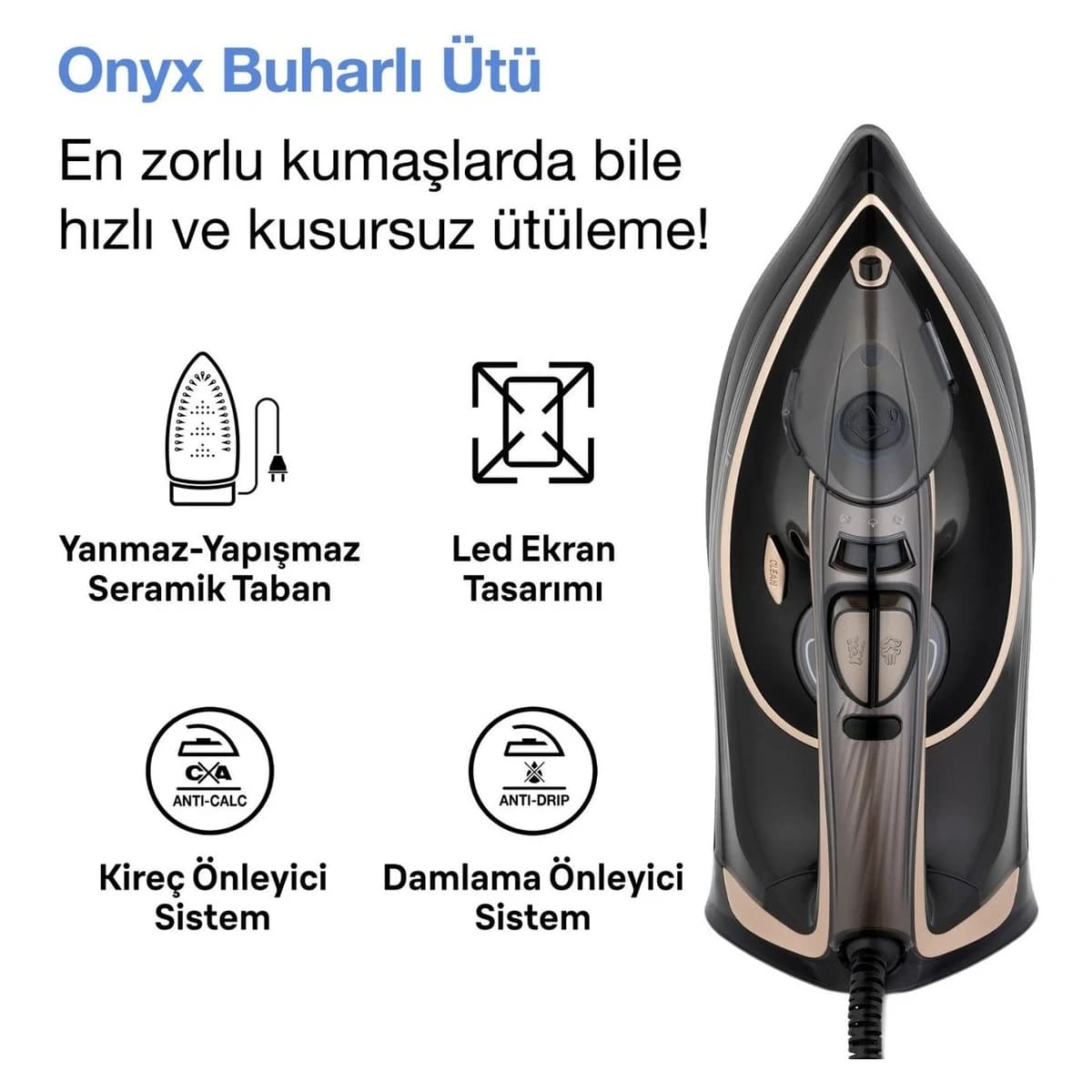 Fakir Onyx Buharlı Ütü görsel 2