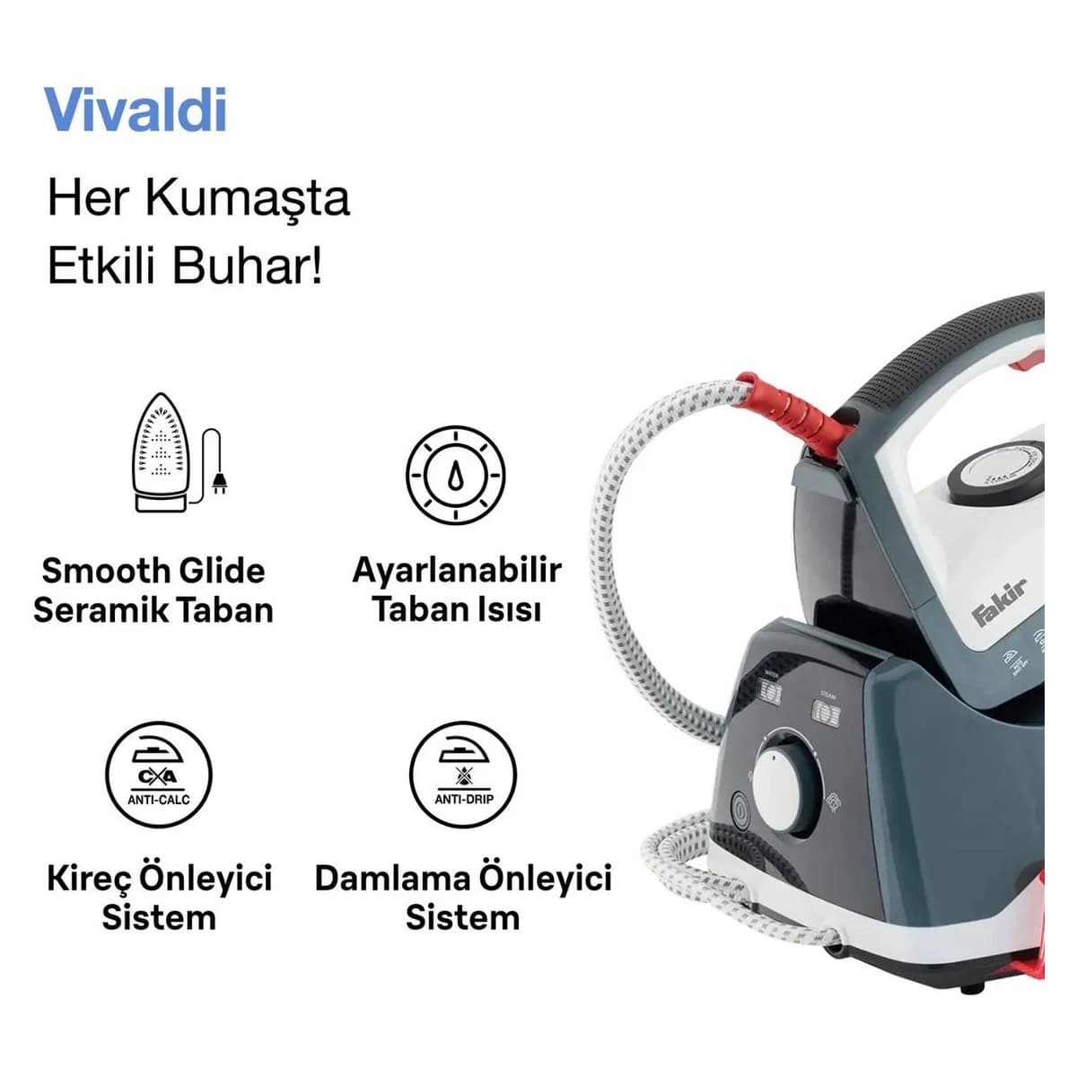 Fakir Vivaldi Buhar Kazanlı Ütü görsel 2