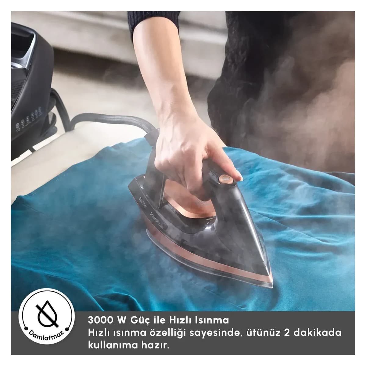 Karaca Vantuz Steammaster Buhar Kazanlı Ütü Black Rose görsel 4