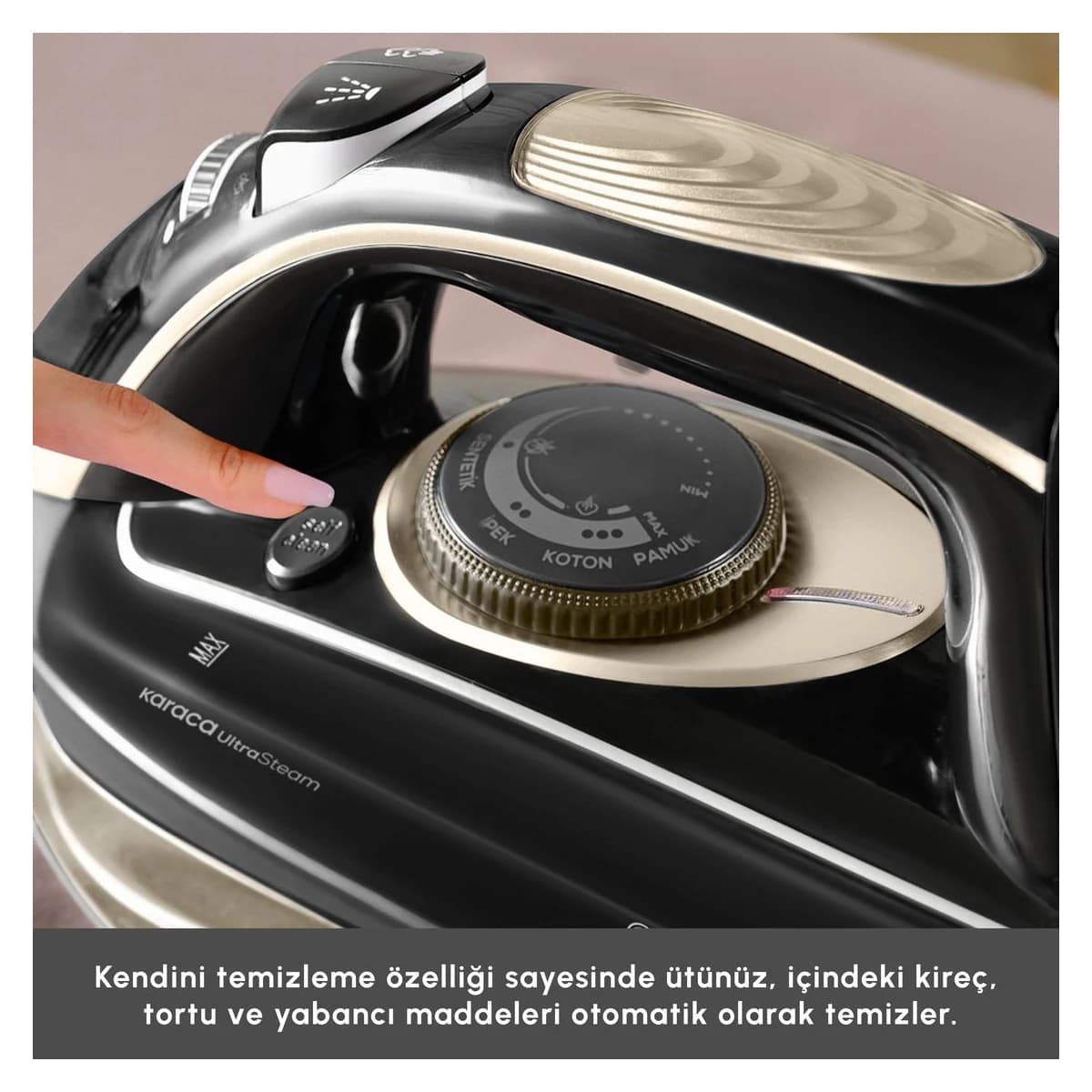 Karaca Vantuz Ultrasteam Buharlı Ütü Black Gold görsel 4