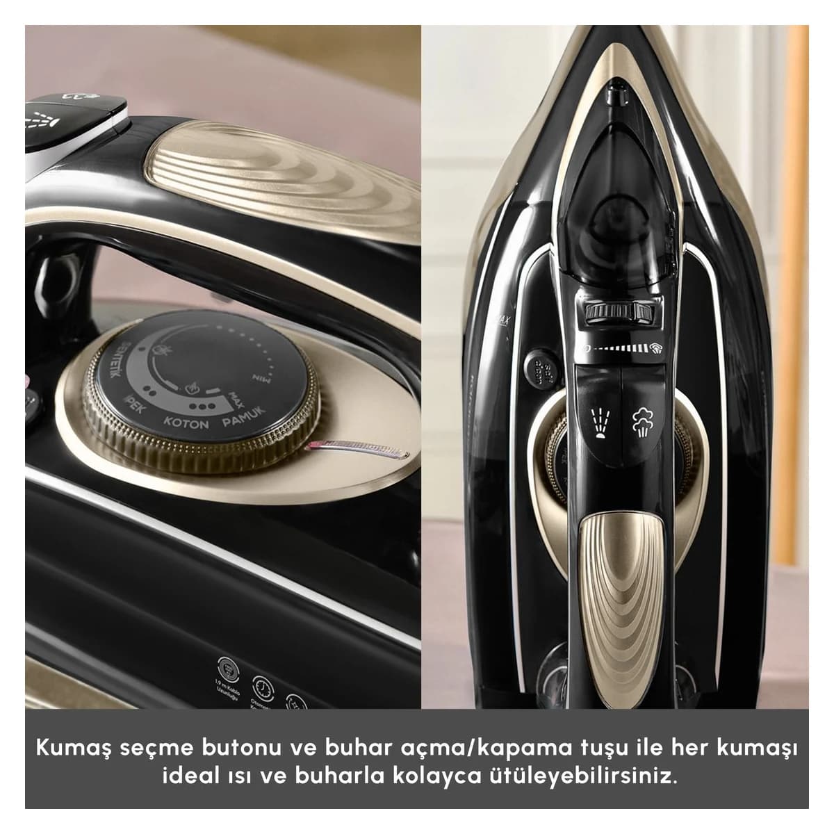 Karaca Vantuz Ultrasteam Buharlı Ütü Black Gold görsel 7