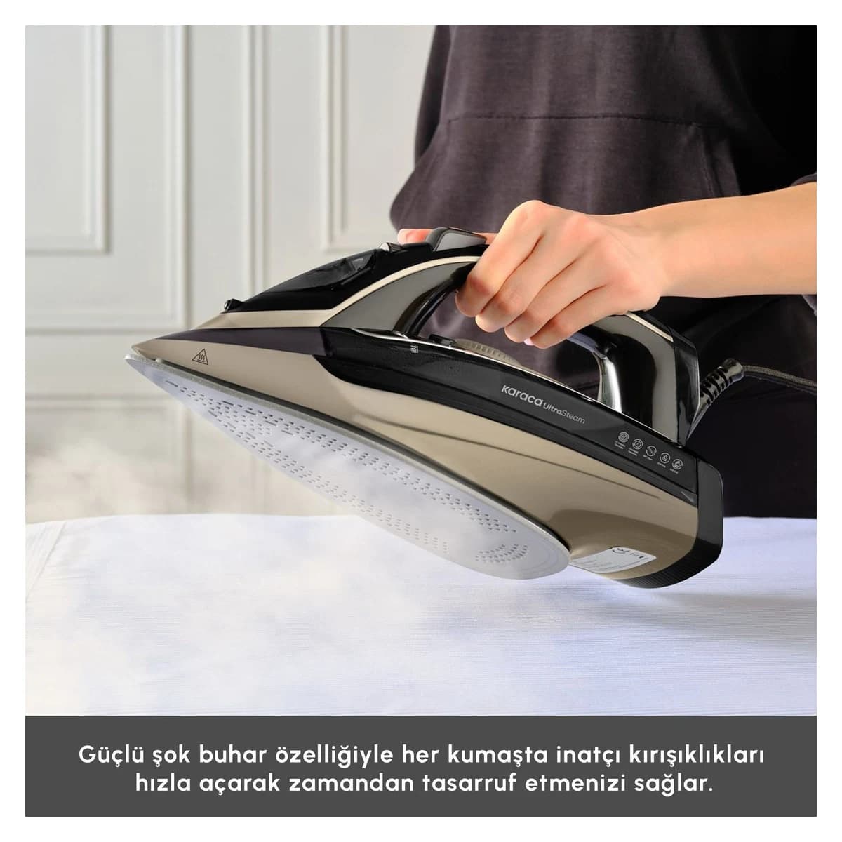 Karaca Vantuz Ultrasteam Buharlı Ütü Black Gold görsel 8