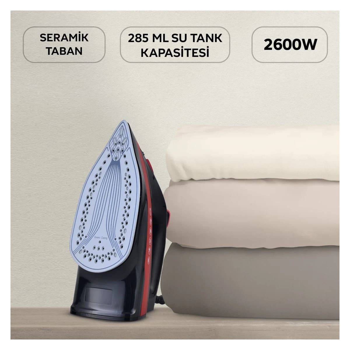 King KBÜ701 Karina Buharlı Ütü Kırmızı görsel 4