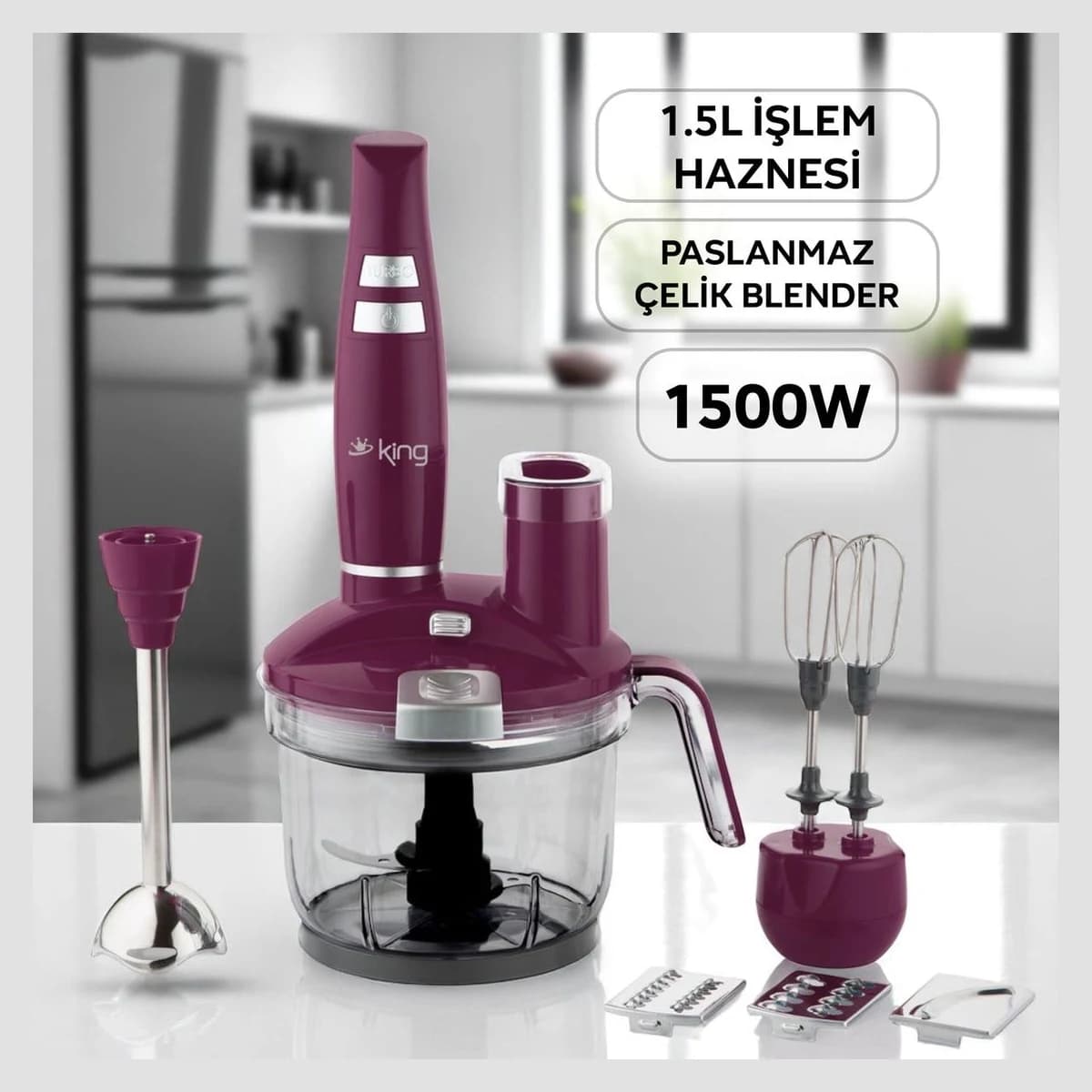 King KKB976 Hilde Komple Blender Set Mor görsel 3