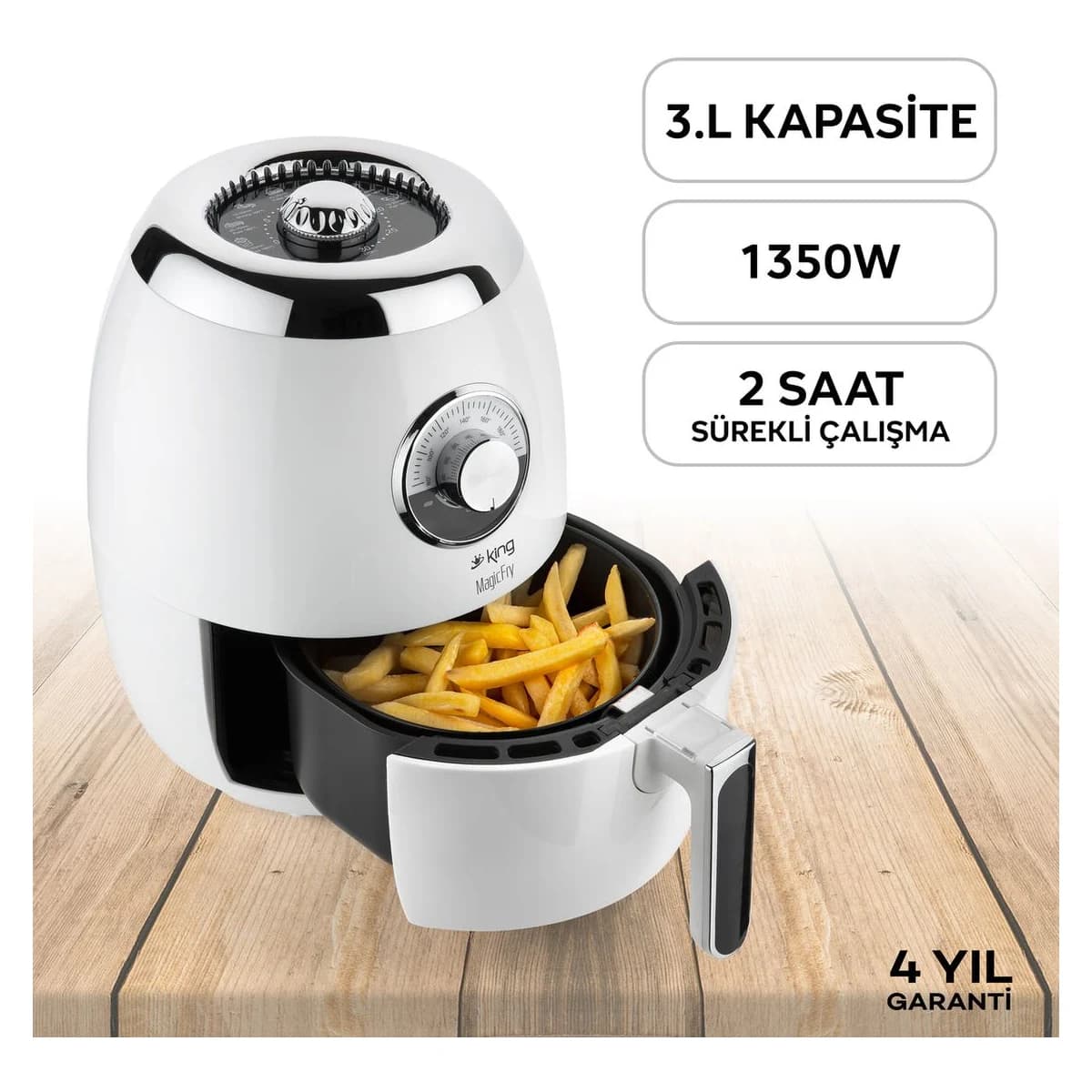 King KYF25 MagicFry Sıcak Hava Fritözü Beyaz görsel 3