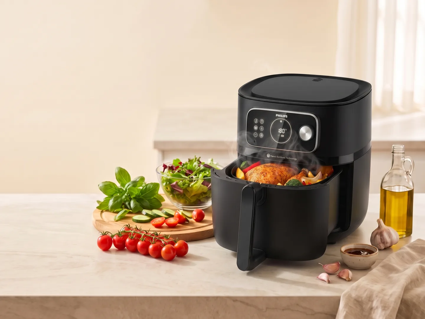 Air fryer kampanyası — dijital kontrol, çift hazne, kolay temizlik